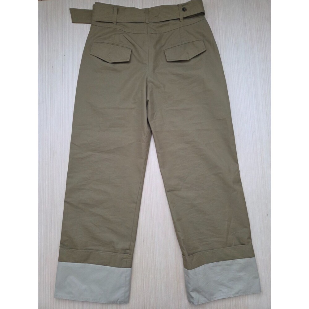 Zara  Woman Collection Medium Belted Twill Wide Leg Pants Women’s Olive Brown - Picture 7 of 11
